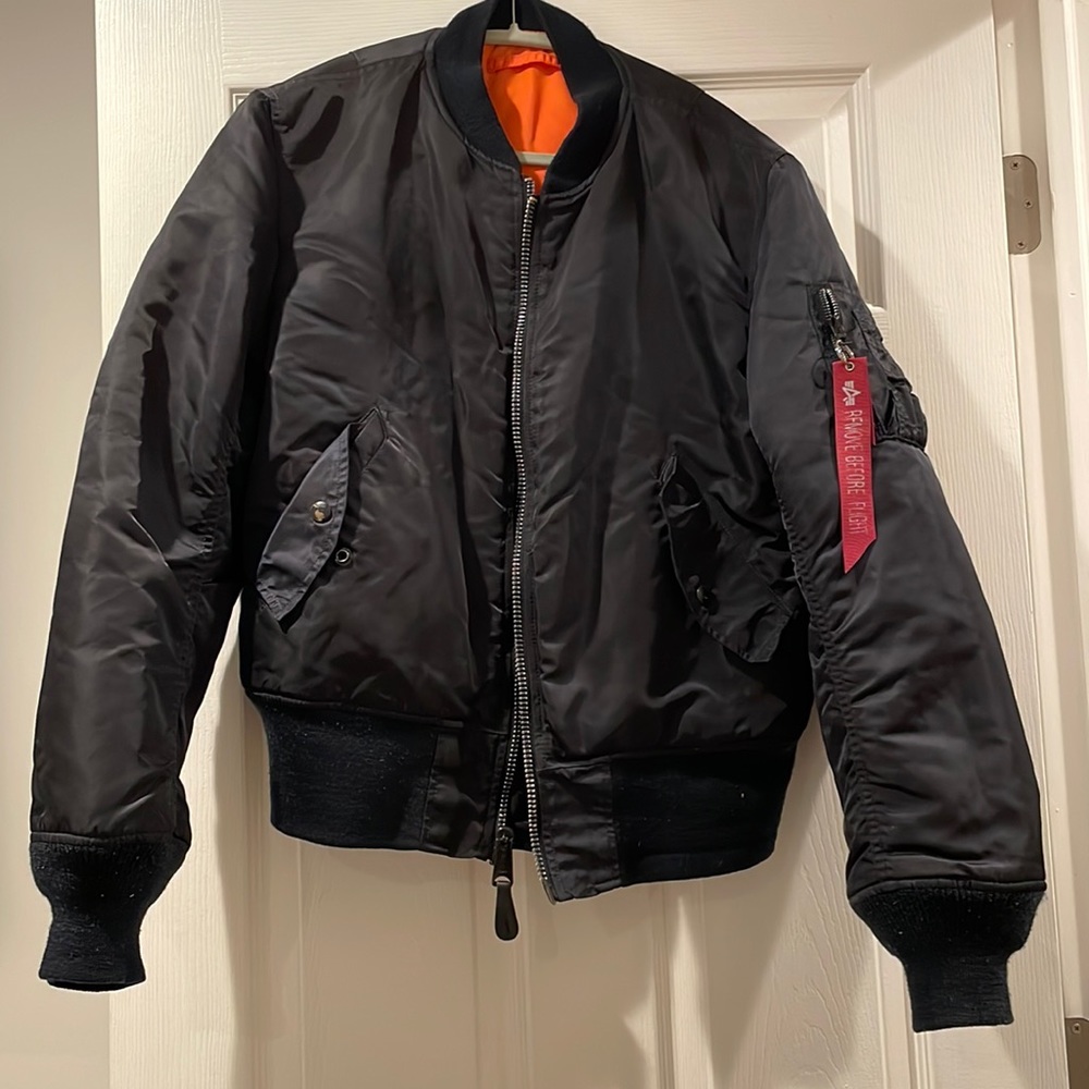 Navy Alpha Industries Alpha MA 1 Flight Bomber Jacket Size Small